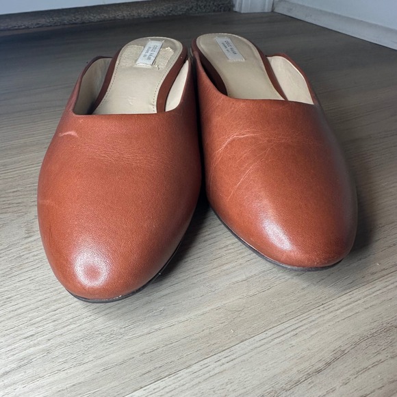 Cole Haan Grand OS Womens Brown Leather Block Heel Mules Gold Trim Slip On 8B - Picture 6 of 10